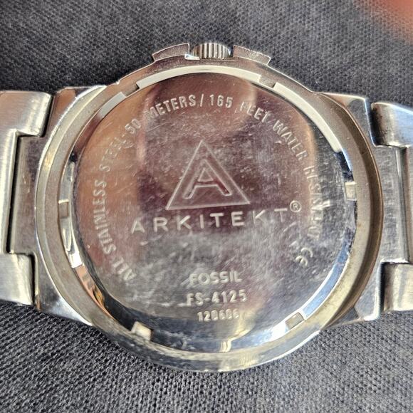 FOSSIL Arkitekt FS 4125 Men's Analog WristWATCH Calendar Stainless Steel As Is - Picture 6 of 8